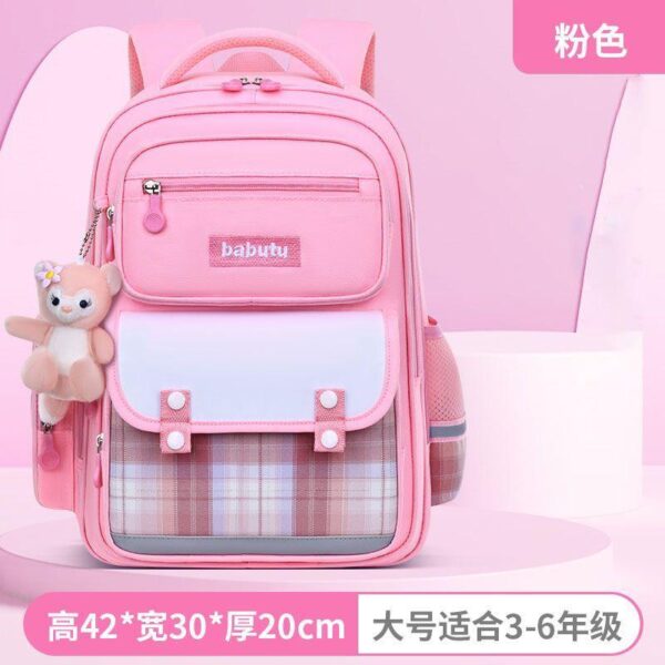 Schoolbag girl primary school student new grade one or four girl schoolbag waterproof load-reducing large capacity children Back-protecting backpack - Image 4