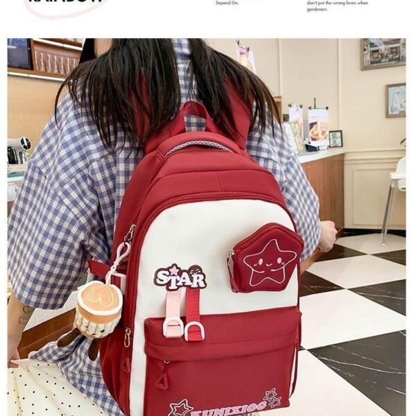 New simple and versatile computer backpack female commuting schoolbag college student backpack trendy cute star home