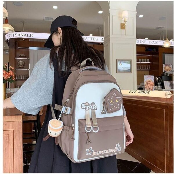 New simple and versatile computer backpack female commuting schoolbag college student backpack trendy cute star home - Image 2