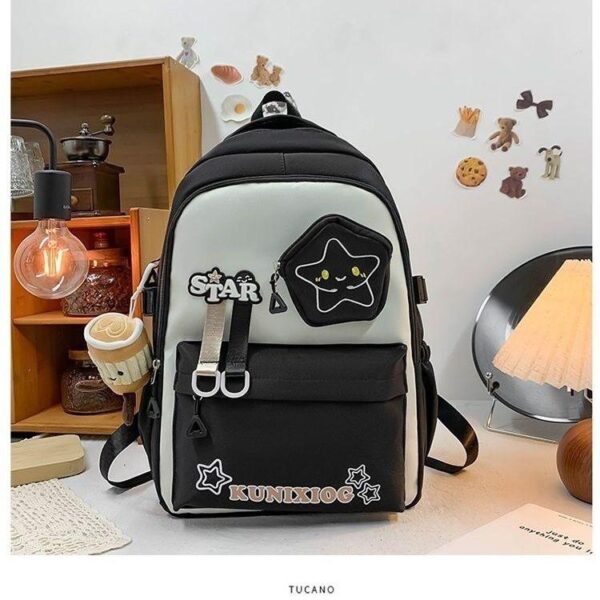 New simple and versatile computer backpack female commuting schoolbag college student backpack trendy cute star home - Image 3