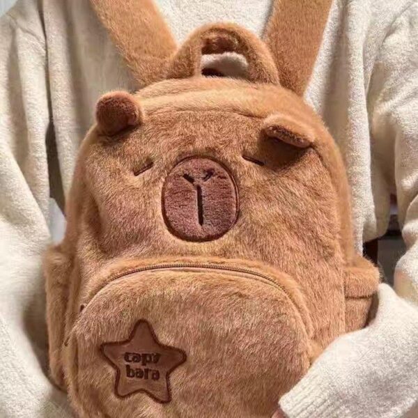 2024 new casual bag Kapibara plush cute cartoon versatile outdoor capybara fur bag backpack female - Image 5