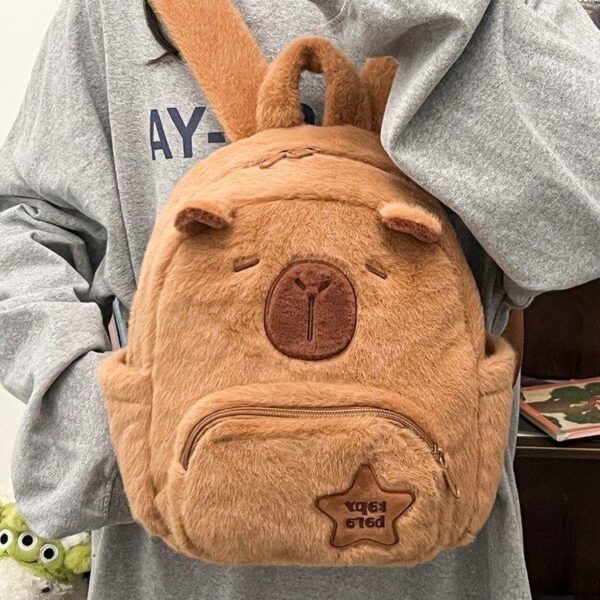 2024 new casual bag Kapibara plush cute cartoon versatile outdoor capybara fur bag backpack female