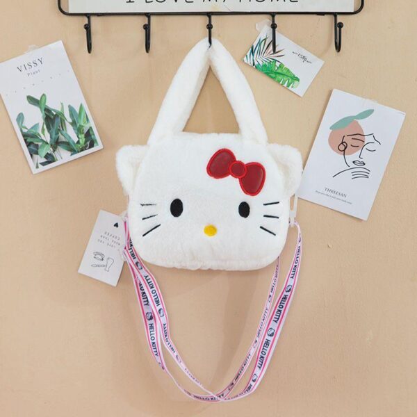 Plush toy children's cartoon backpack one-shoulder cross-body bag girl handbag cute strawberry bear jingle cat versatile - Image 5