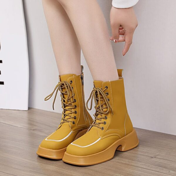 British-style thick-soled Martin boots women's 2023 versatile new spring and autumn Internet celebrity fried street single shoes to increase height and foreign style - Image 2