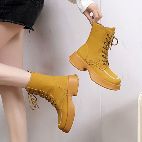 British-style thick-soled Martin boots women's 2023 versatile new spring and autumn Internet celebrity fried street single shoes to increase height and foreign style - Image 3