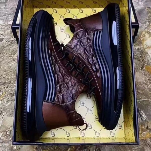 41XM men's shoes 2025 winter cotton shoes fashion high-top casual shoes crocodile pattern splash-proof soft-soled trendy sneakers